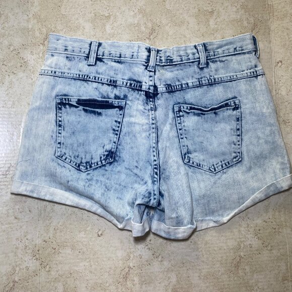 Angel Kiss Womens High-Rise Acid Wash Denim Short Shorts Size 13 - Picture 2 of 6